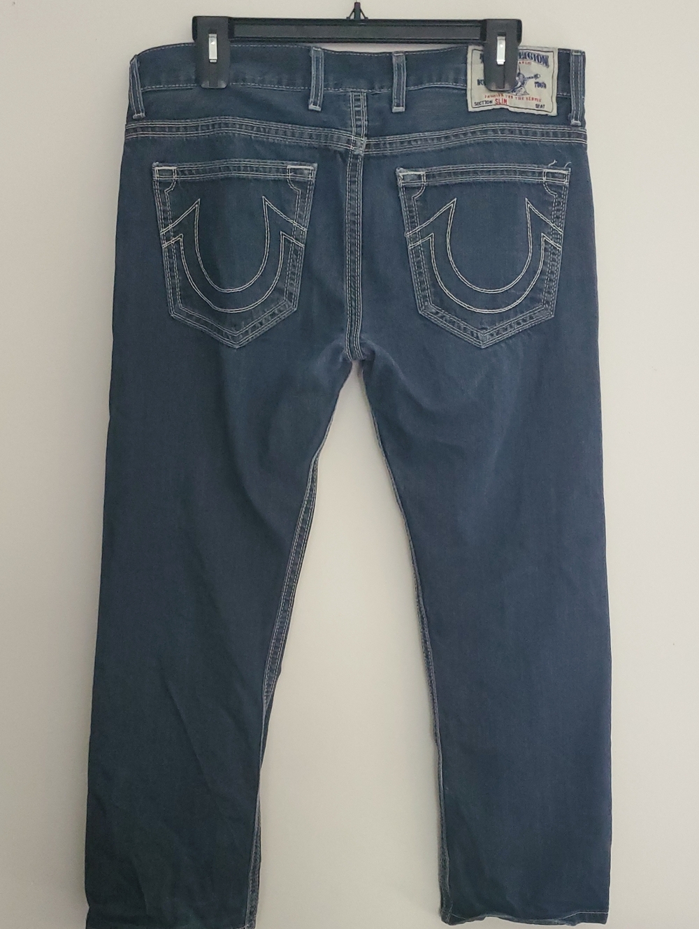 Vintage True Religion Men's 38 Slim Straight Jeans Made in USA Y2K